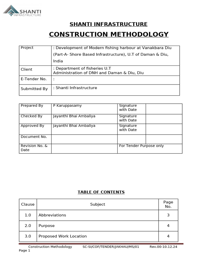 Construction Methodology for Fishing Harbour | PDF | Concrete | Road