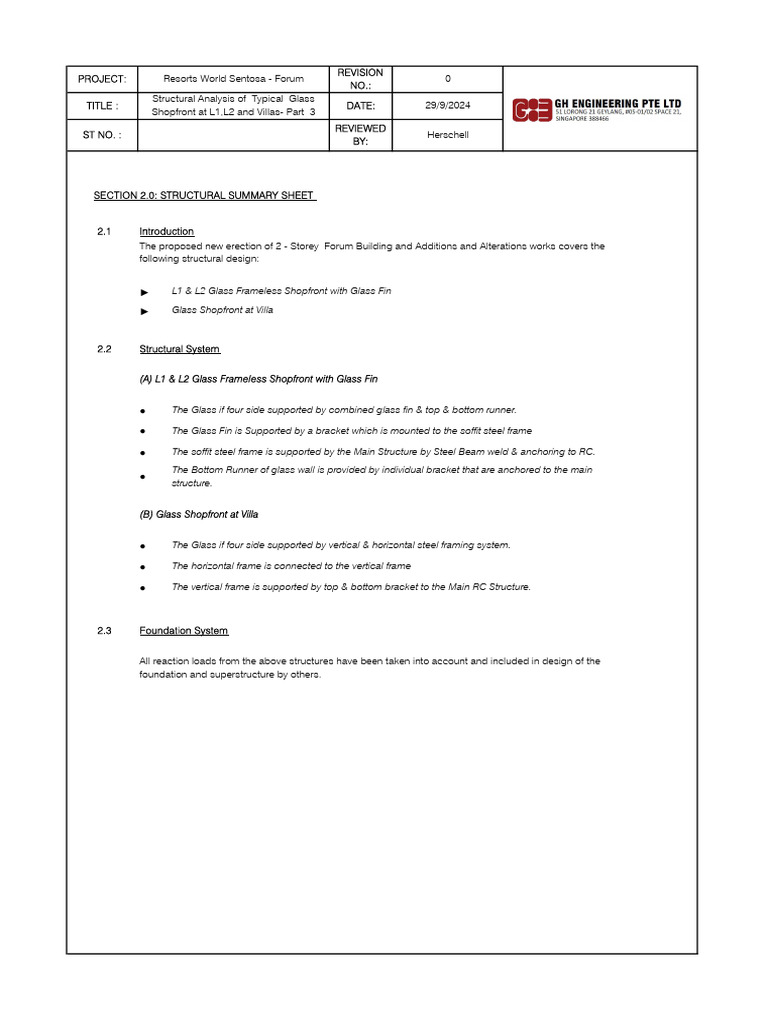 Glass Shopfront Structural Analysis | PDF