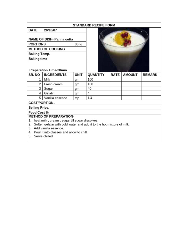 Bakery Recipes: Panna Cotta & Strudel | PDF
