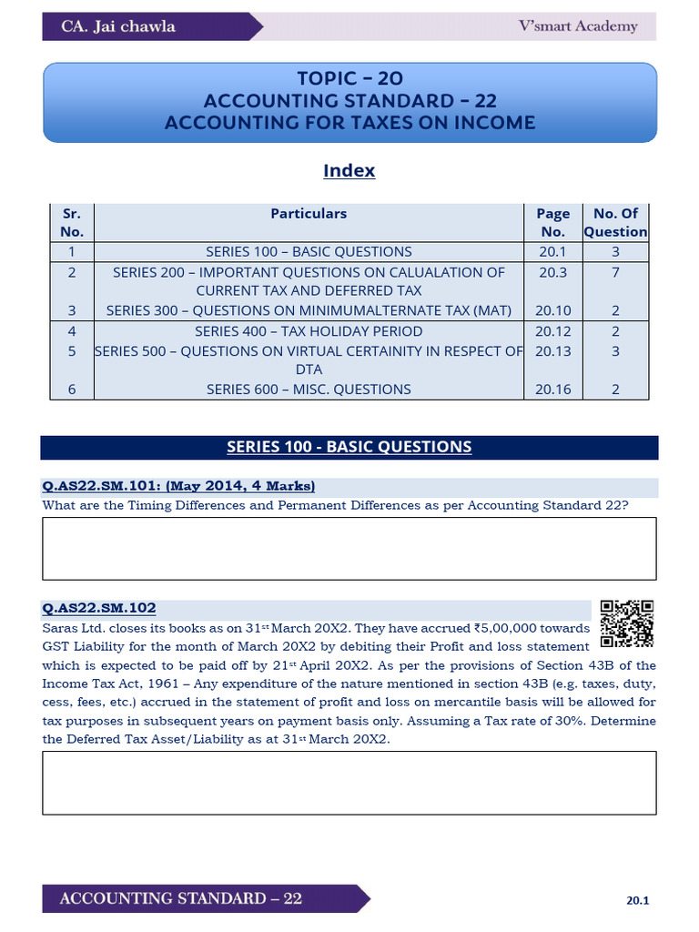 AS-22 Accounting for Income Tax | PDF | Deferred Tax | Depreciation