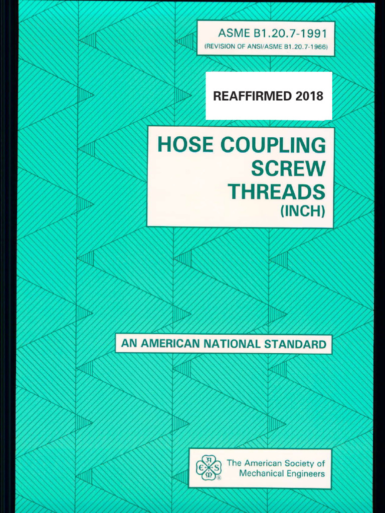 ASME B1.20.7 Garden Hose Thread Standard | PDF | Screw | Engineering ...