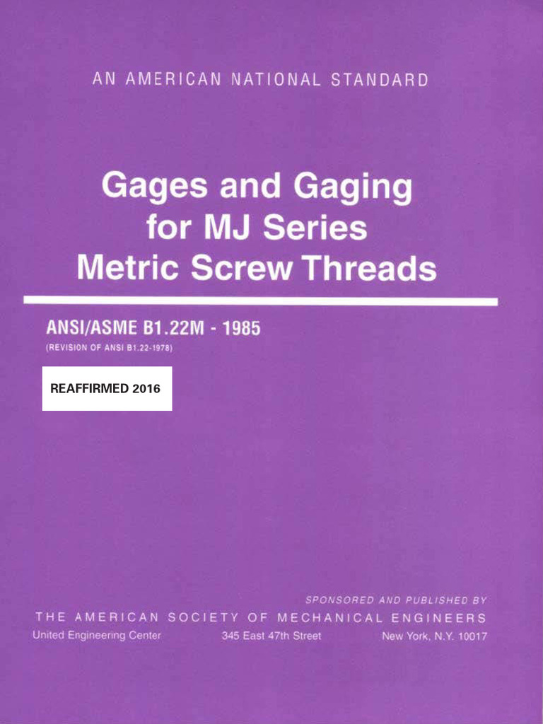 ASME B1.22M-1985 (2016) | PDF | Screw | Metalworking