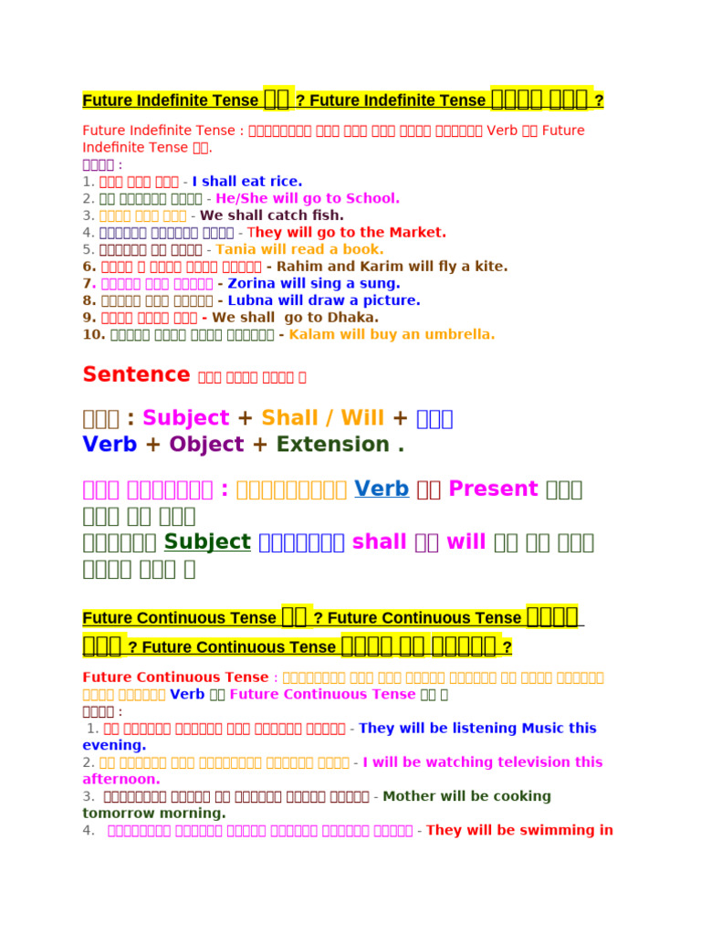 Future Indefinite Tense | PDF