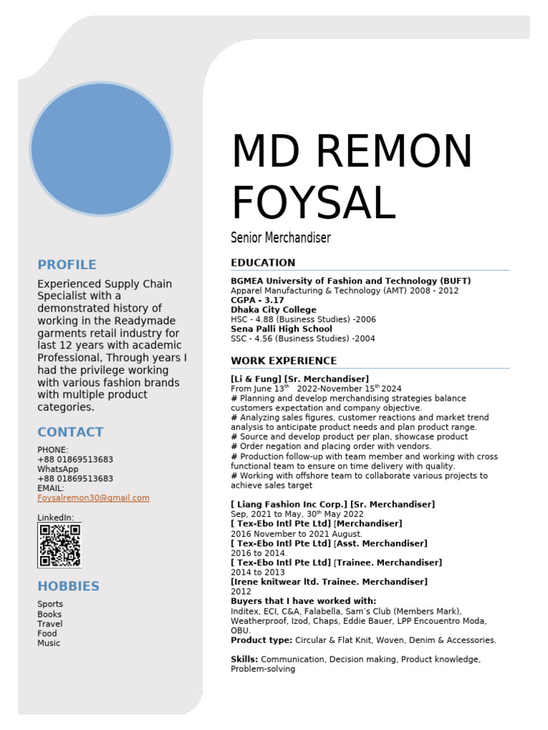 CV of Md Remon Foysal | PDF | Business