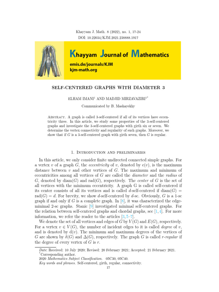 Properties of 3-Self-Centered Graphs | PDF | Vertex (Graph Theory ...