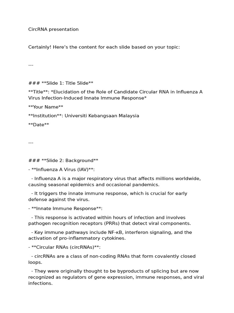 Circrna presentation pdf influenza a virus virus