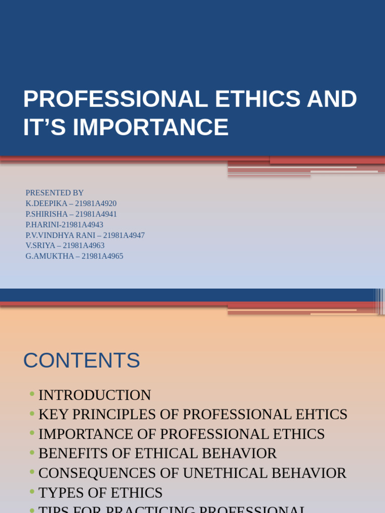 Importance of Professional Ethics | PDF | Professional Ethics | Disciplines