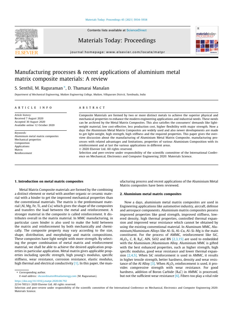 Aluminium Metal Matrix Composites Review | PDF | Composite Material ...