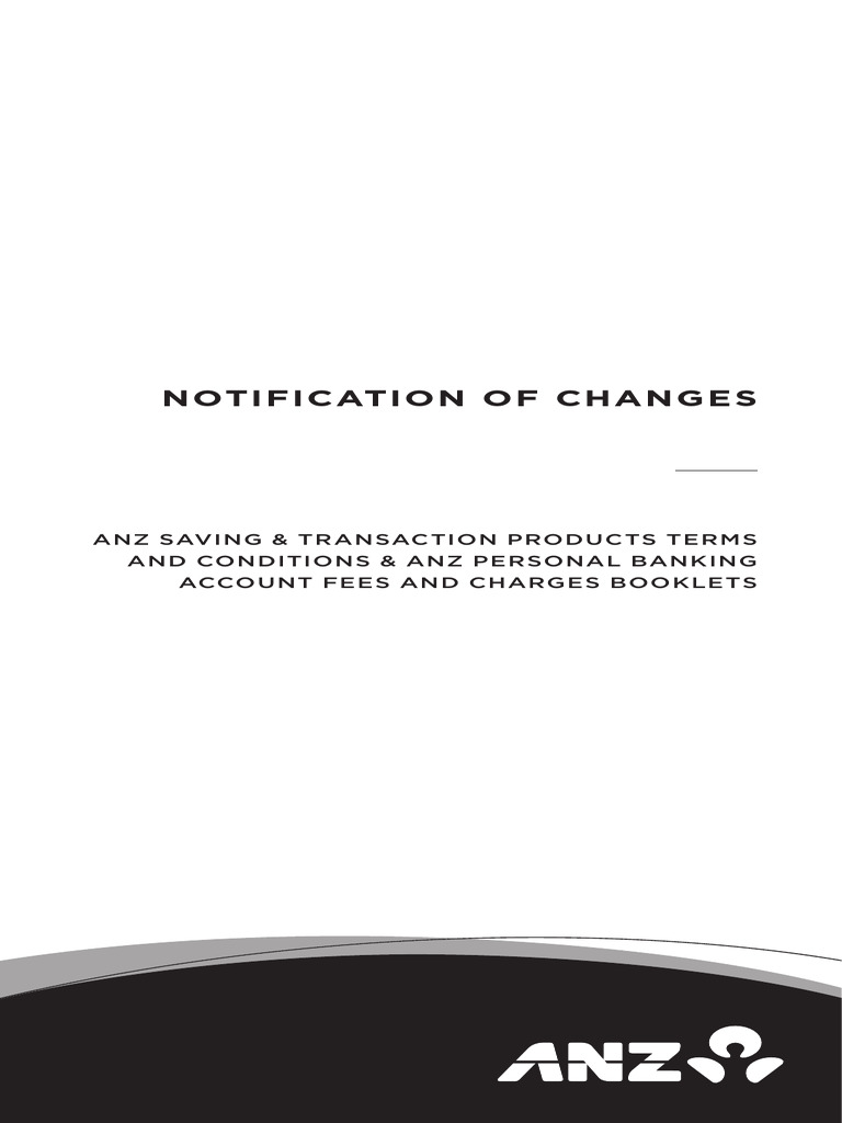 ANZ Account Terms Changes Notification | PDF | Debit Card | Visa Inc.