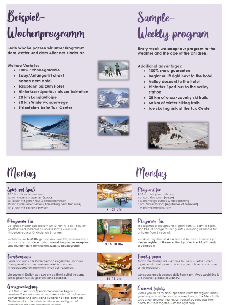 Wochenprogramm Beispiel - Sample Weekly Programm | PDF