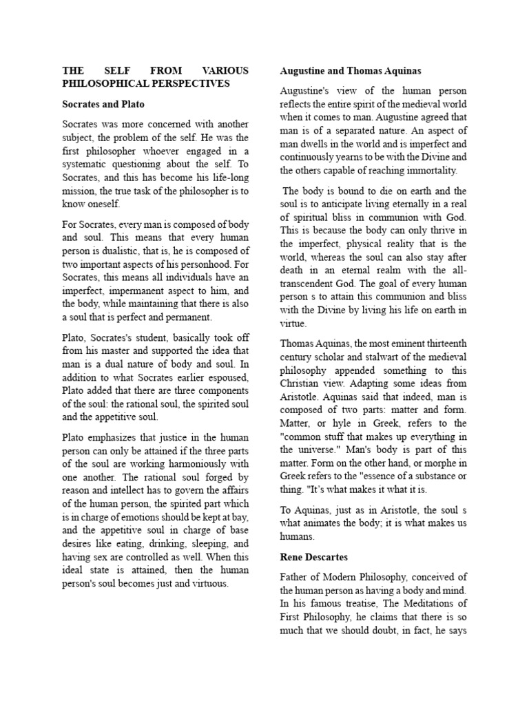 Philosophical Views on the Self | PDF | Soul | Socrates