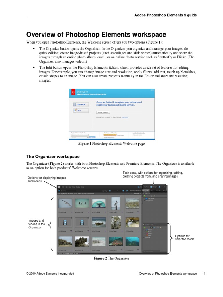 Photoshop Elements 9 Workspace Overview | PDF