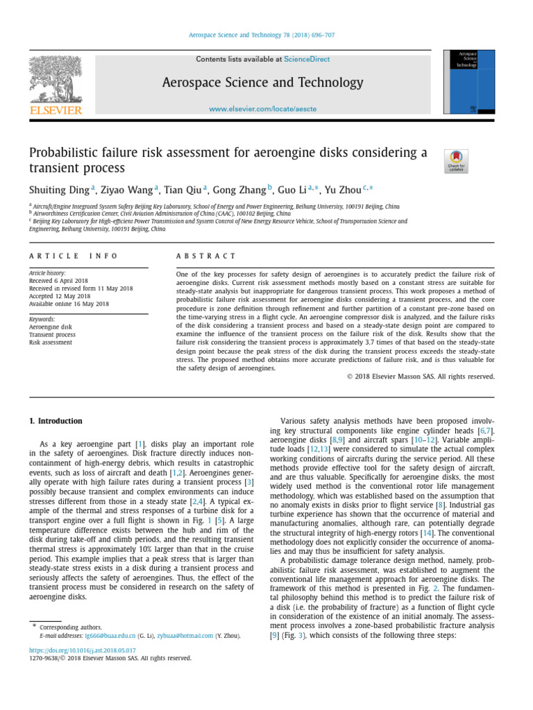 Probabilistic Failure Risk Assessment for Aeroengine Disks Considering ...