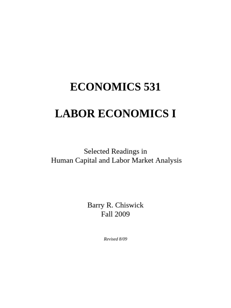 Econ 531 | PDF | Human Capital | Economics