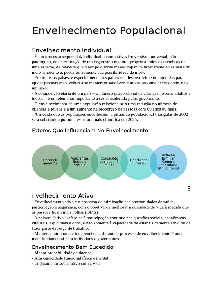 Envelhecimento Populacional: Desafios e Oportunidades | PDF ...