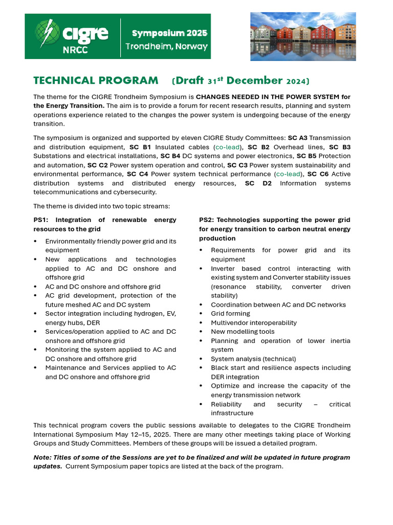 Trondheim Symposium - Preliminar Program - 31-12-24 | PDF | Electrical ...