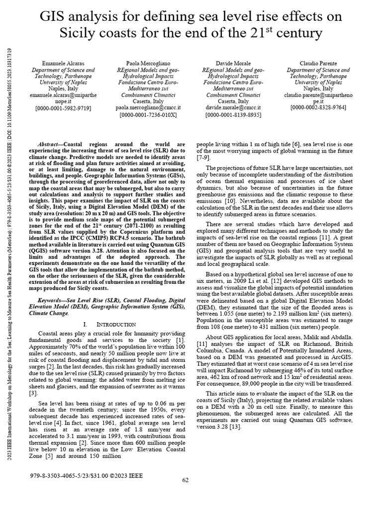 GIS Analysis of Sea Level Rise in Sicily | PDF | Sea Level Rise | Flood