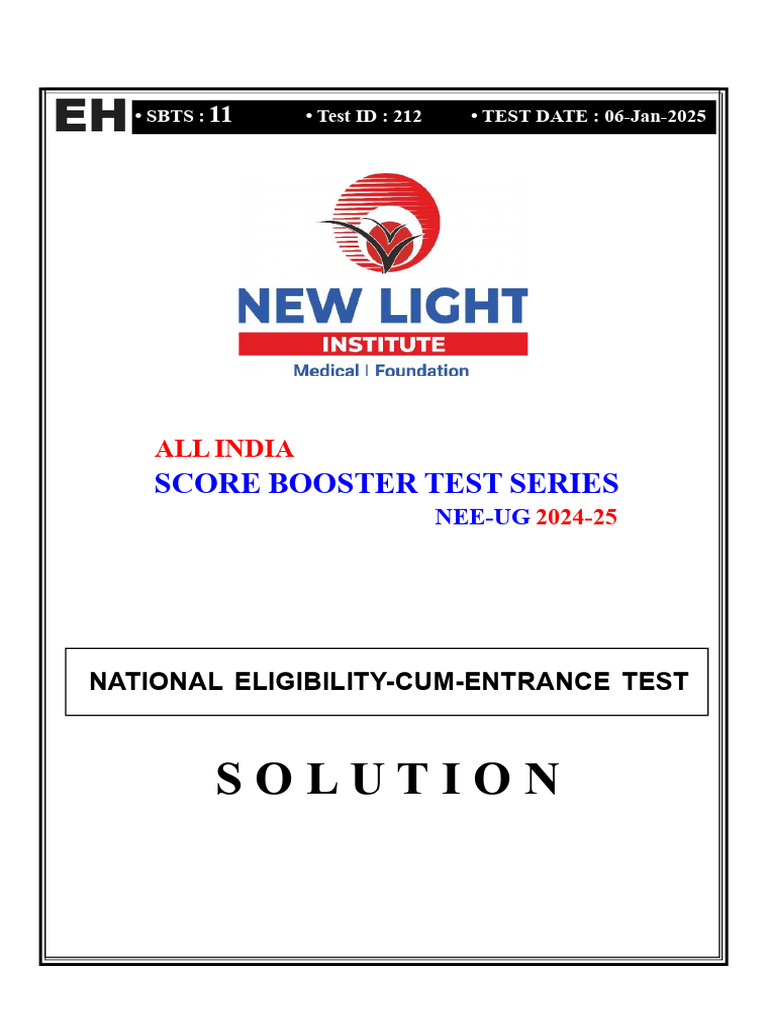 SBTS-11 (06-Jan-2025) (EH) Solution | PDF | Atomic Nucleus | Forms Of ...
