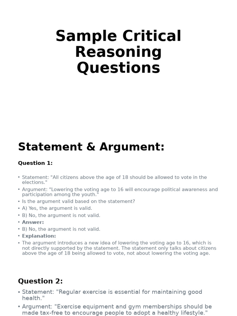 CRITICAL REASONING | PDF | Argument