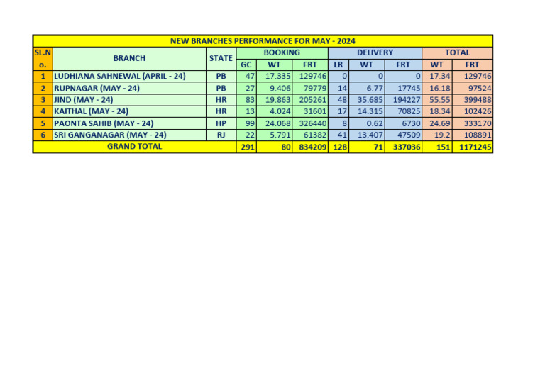 New Branch Performance Report May 2024 | PDF
