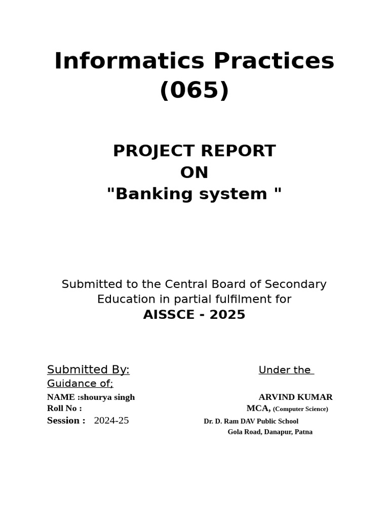 Banking System Project Report 2025 | PDF