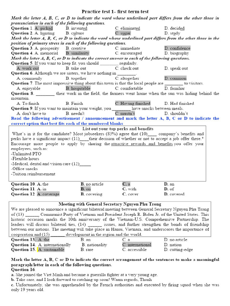 Practice Test 1 First Term Test Form 2025doc 1600 PDF - Gdrive.vip | PDF