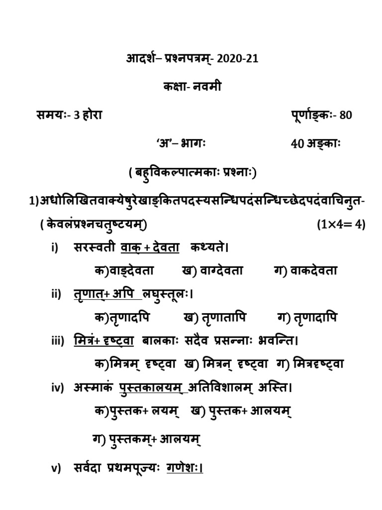 Class 09 Sample Paper | PDF