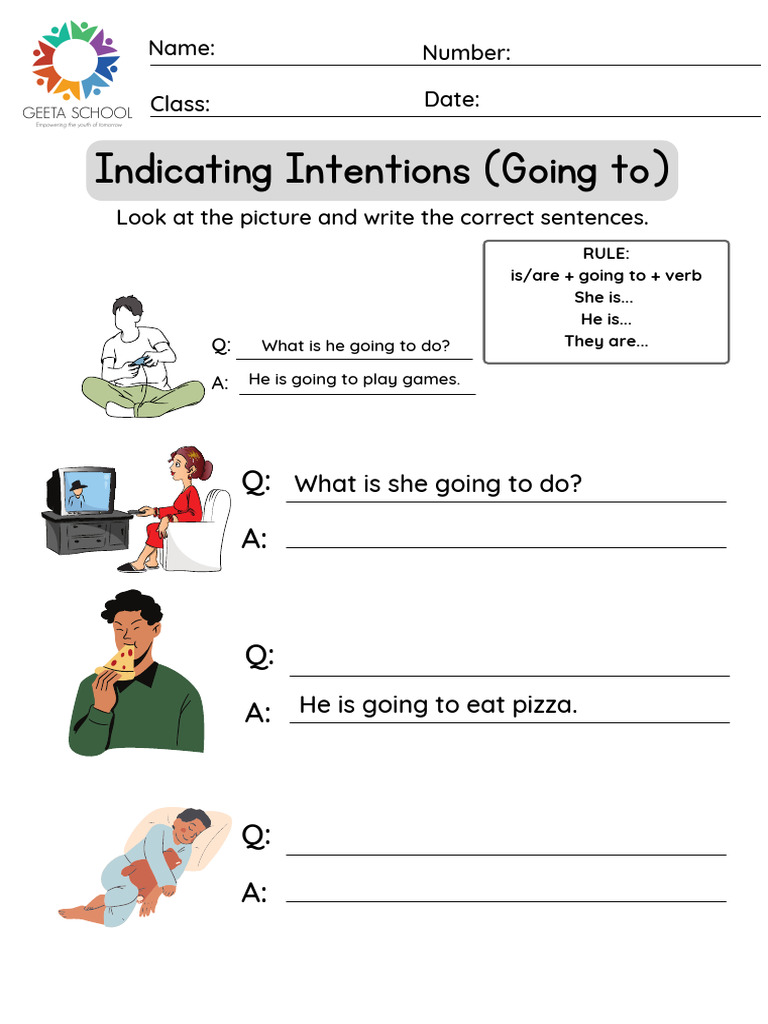 Illustrative Future Tense (Going To) Writing Worksheet | PDF