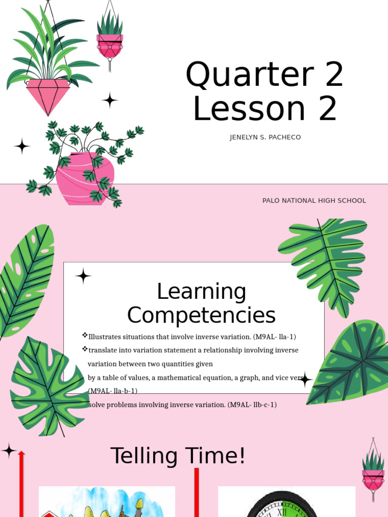 Quarter 2 Module 2 Inverse Variation | PDF | Variable (Mathematics ...