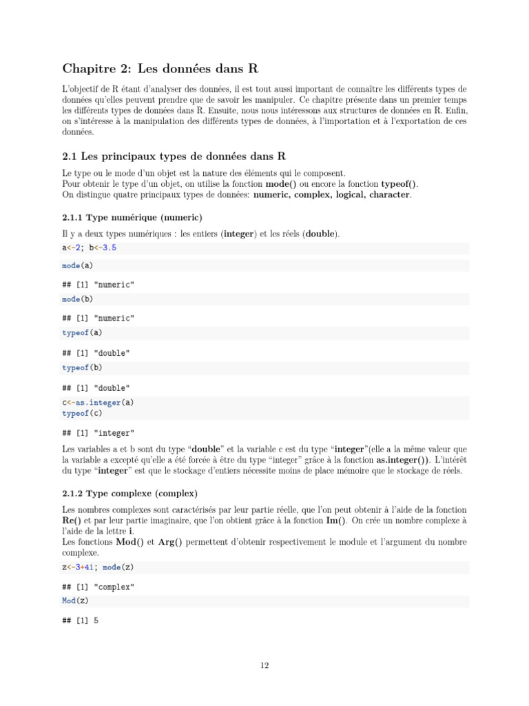 Types et structures de données dans R | PDF | Mathématiques