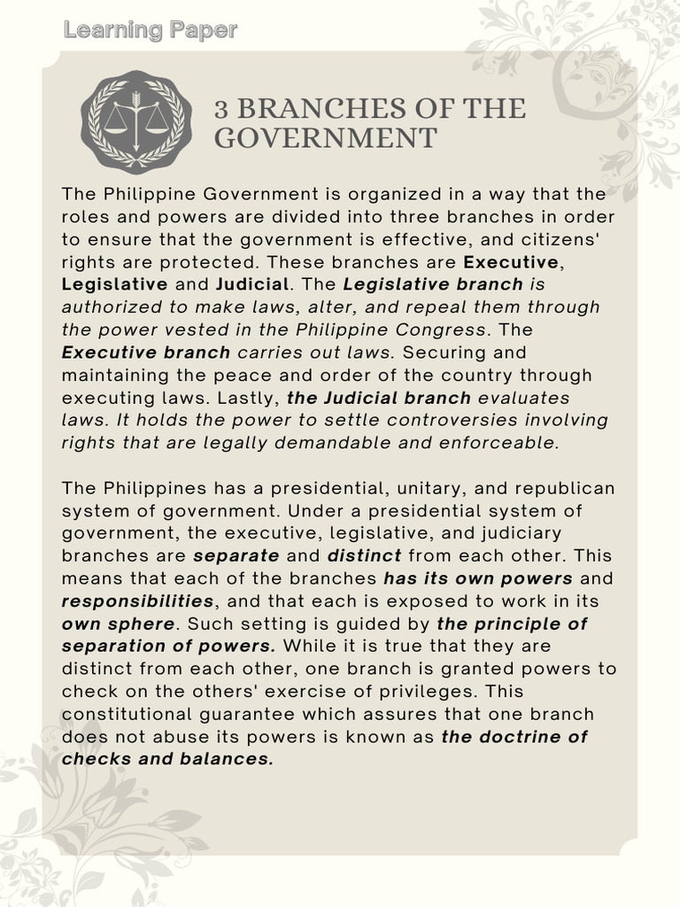 3 Branches of Government | PDF | Separation Of Powers | American Government