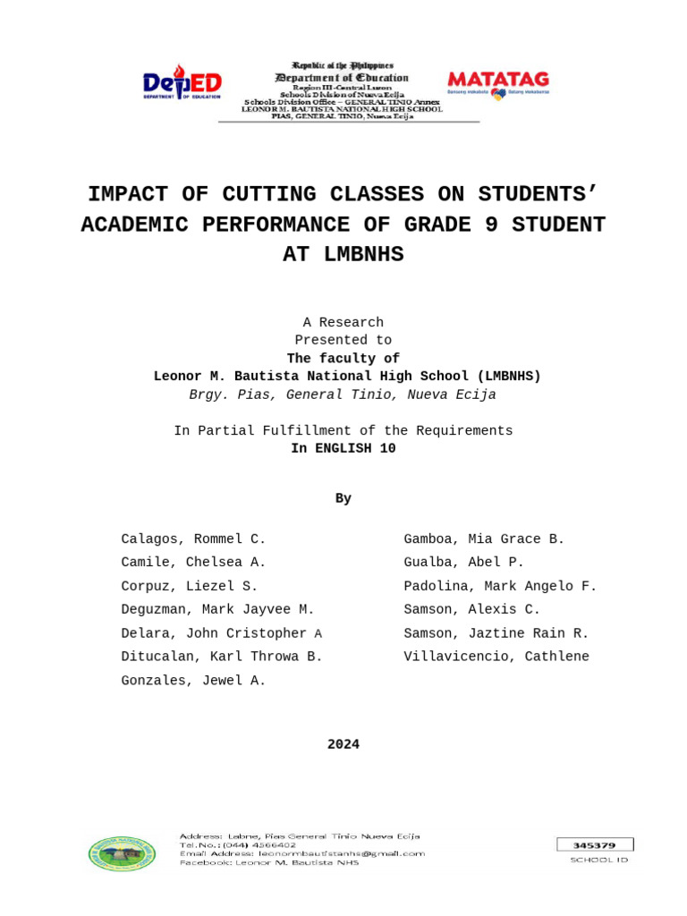 Impact of Cutting Classes on Students 1 3 | PDF | Sampling (Statistics ...