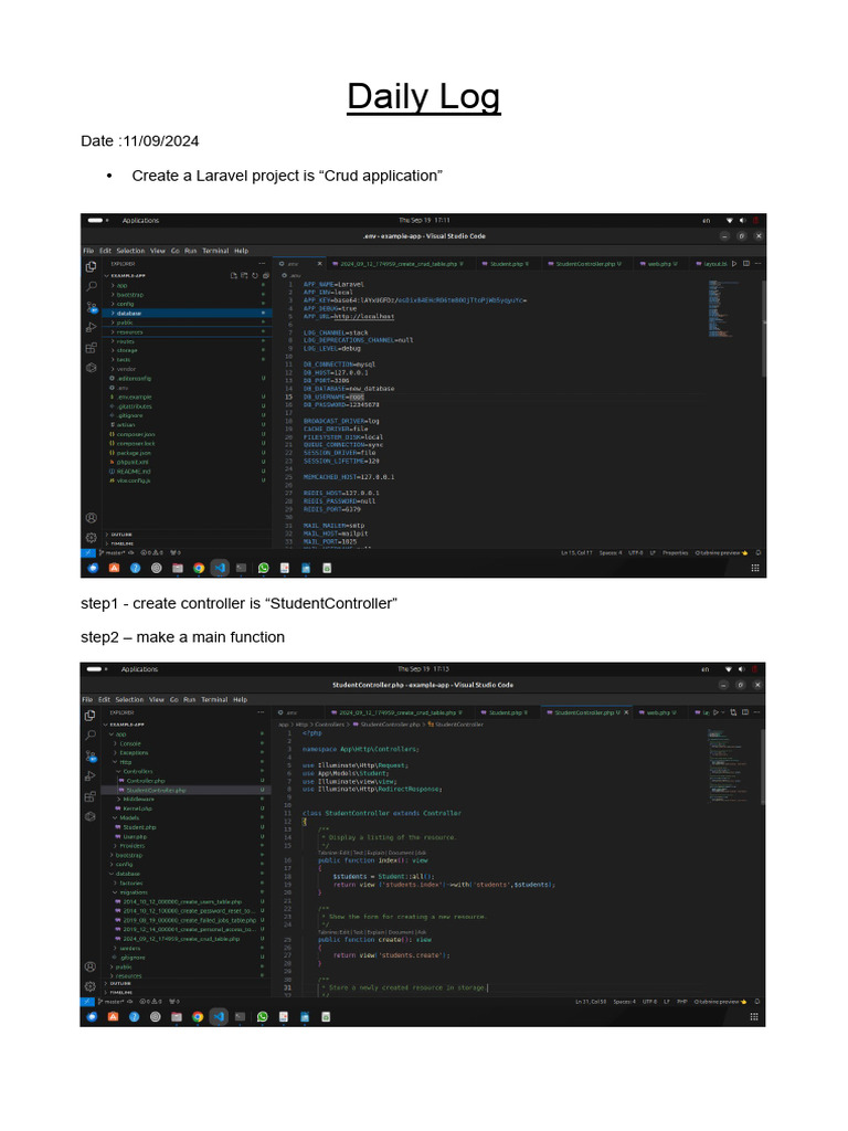 Laravel CRUD Application Development Log | PDF