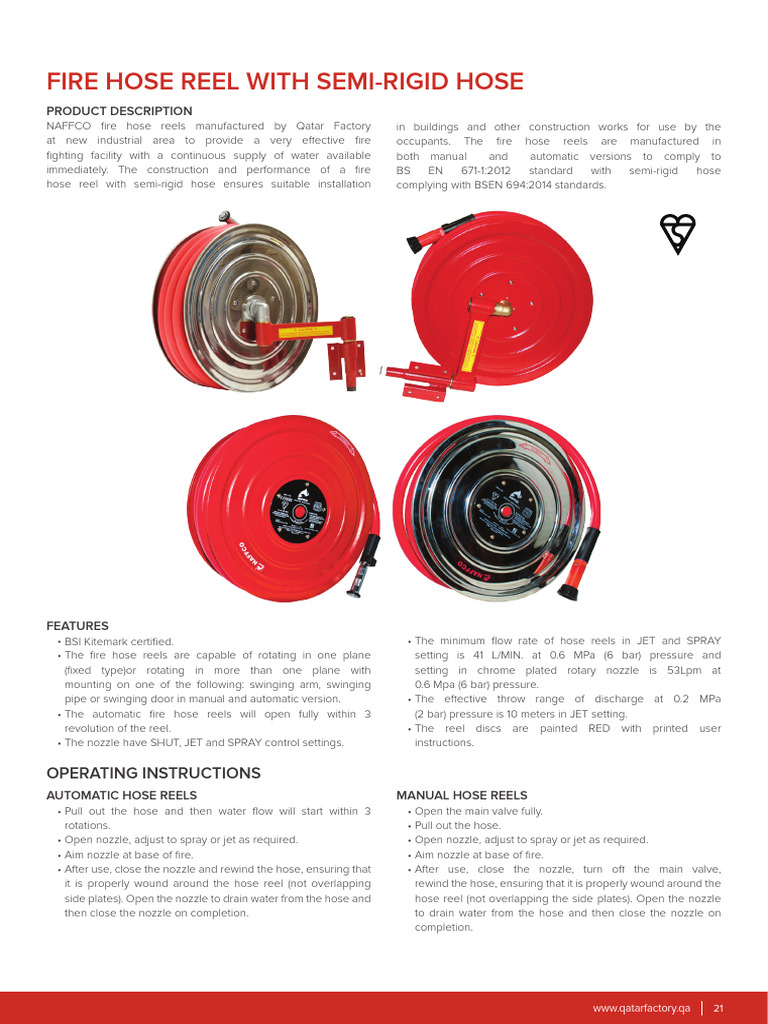 Fire Hose Reel Specifications and Usage | PDF | Pipe (Fluid Conveyance ...