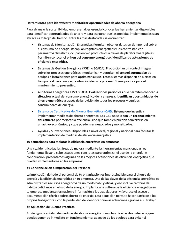 Eficiencia Energetica en Las Empresas | PDF | Uso eficiente de energía ...
