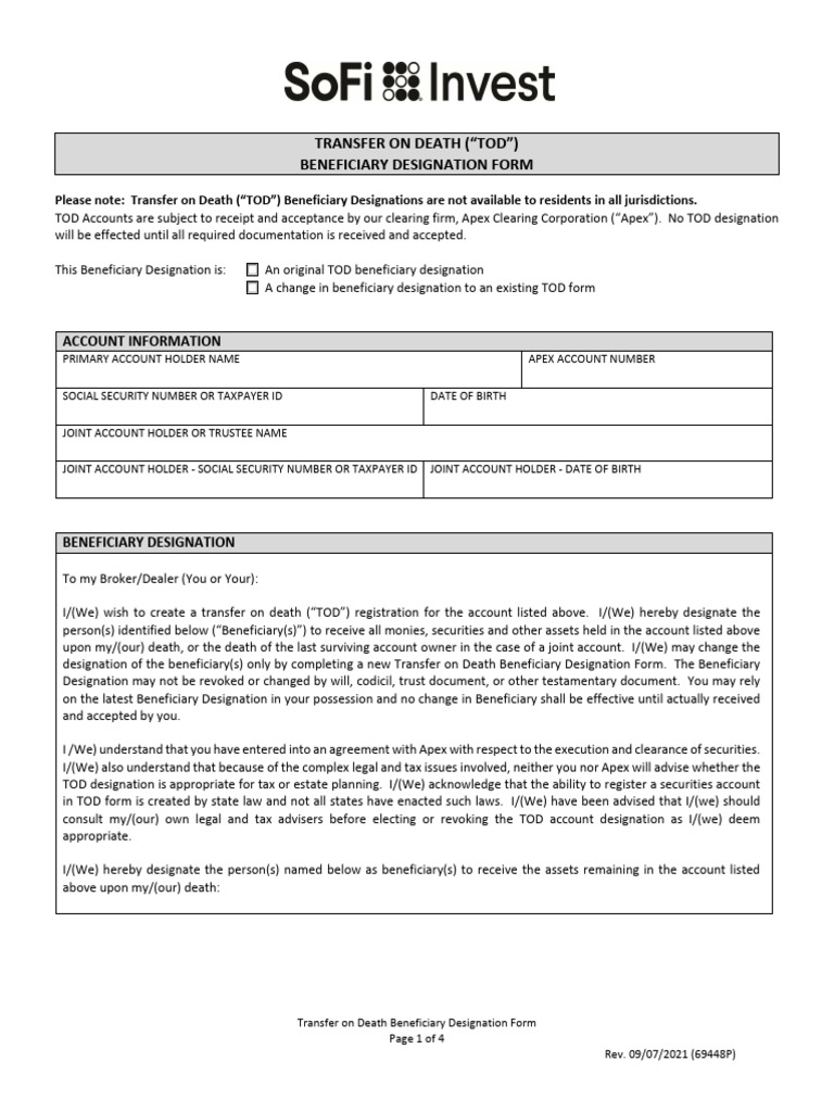 TOD Beneficiary Form Guide | PDF | Civil Law (Common Law) | Justice