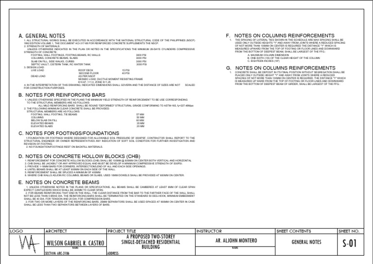 Structural Notes for Residential Building | PDF | Beam (Structure ...