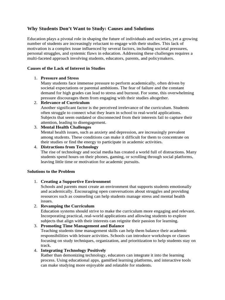 Why Students Dont Want To Study | PDF | Mental Health | Motivation