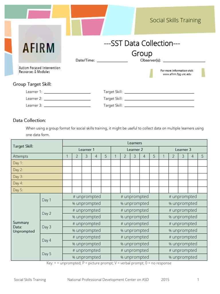 Social Skills Training Data Collection | PDF