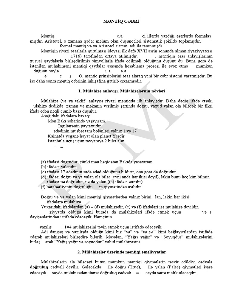 Fesil 1 RiyaziMentiq | PDF