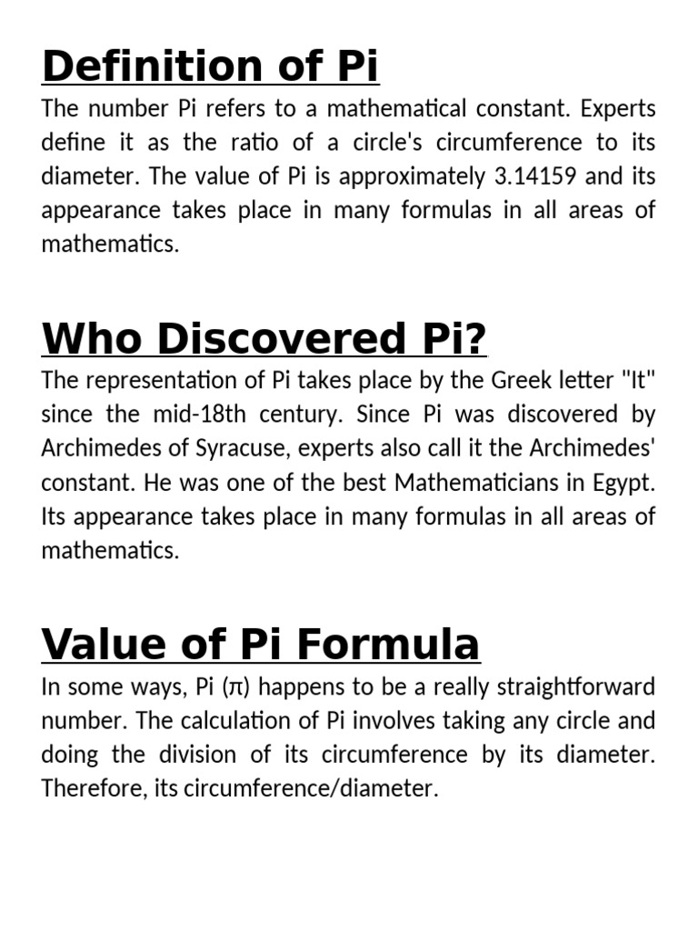 Definition of Pi | PDF | Pi | Circle