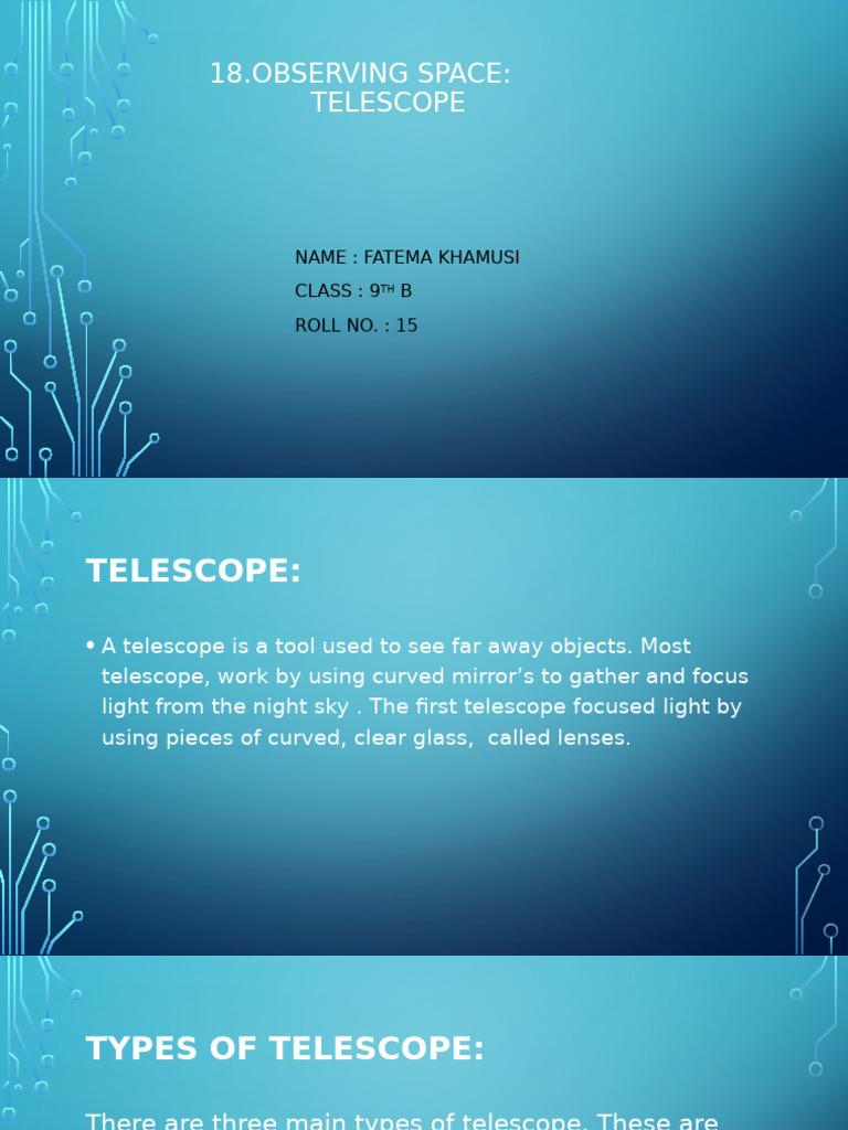 Types of Telescopes Explained | PDF | Telescope | Glass Engineering And ...