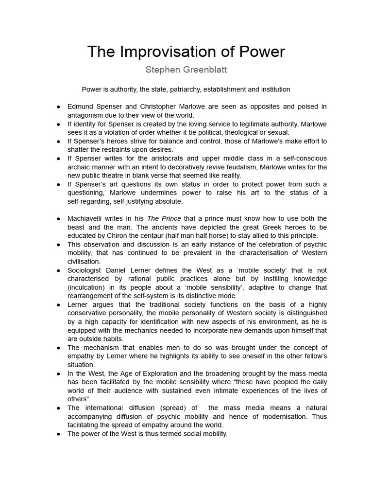 The Improvisation of Power-1 | PDF | Liberal Arts Education