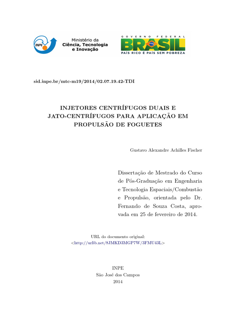 Injetores Centrífugos Duais e Jato-centrífugos Para Aplicação Em ...