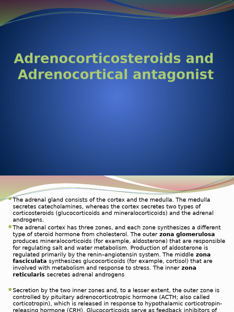 Adrenocortosteroid and Adrenocortical Antagonist | PDF | Glucocorticoid ...