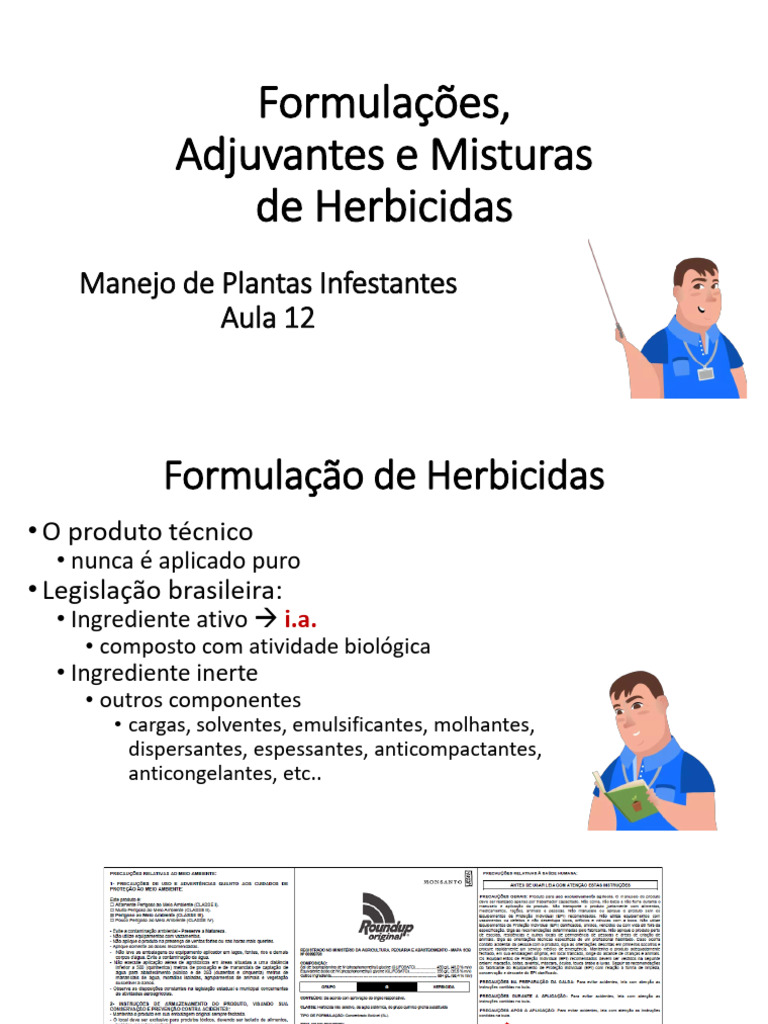 Aula 12 - Formulações, Adjuvantes e Misturas de Herbicidas | PDF ...