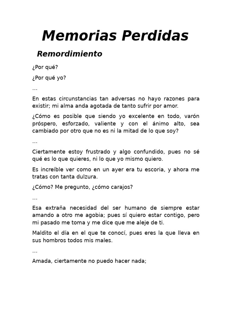 Remordimientos de un amor perdido | PDF | Amor