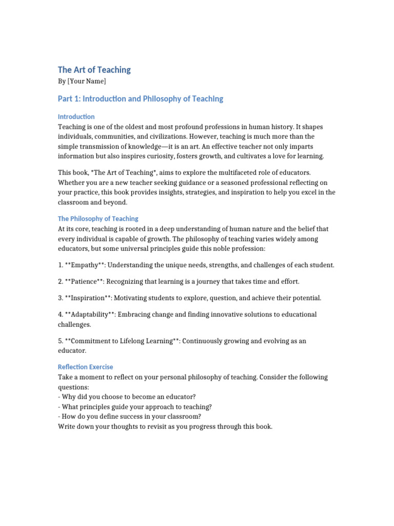 The Art of Teaching Part1 | PDF