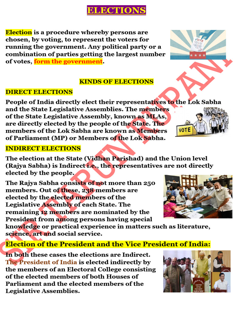 Types of Elections in Vidhan Parishad | PDF | Political Events ...