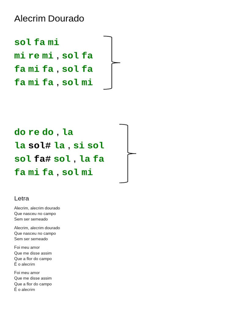 Cifras e Letra de Alecrim Dourado | PDF